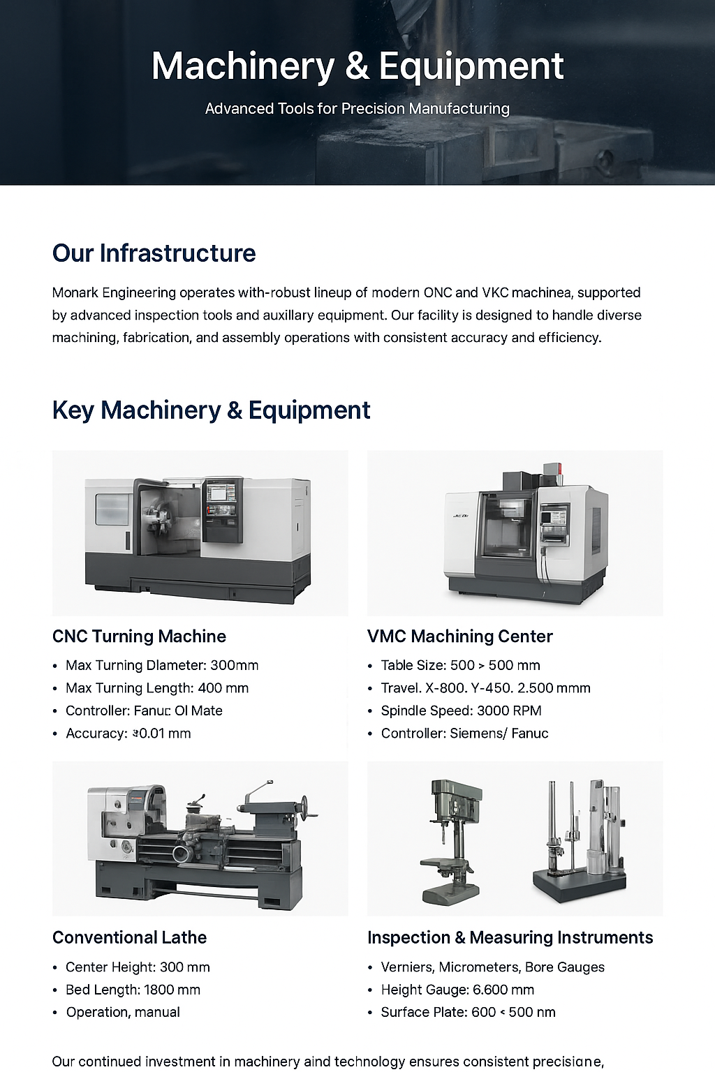 Monark Engineering Machinery Overview